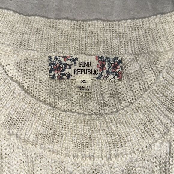PINK REPUBLIC XL Juniors Crème Fresh Ivory Knit Boxy Fit Cropped Sweater - Picture 14 of 16